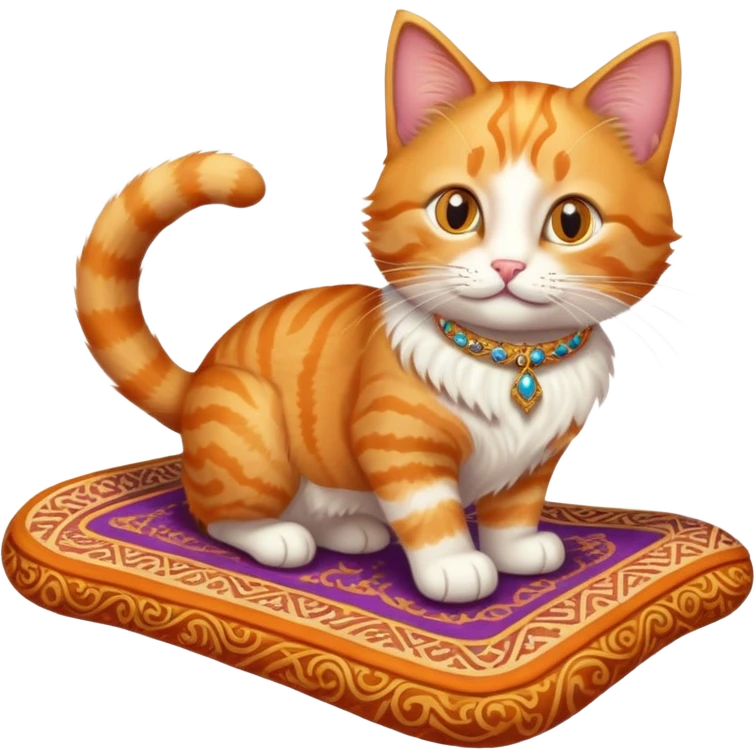 cat riding a magic carpet emoji