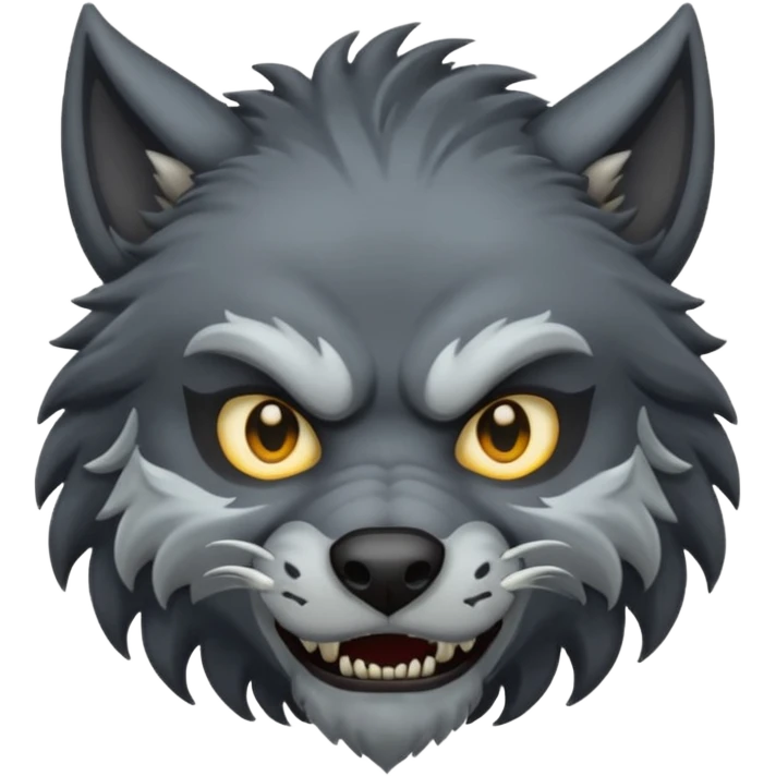 Lycan head, full moon, horror cartoon emoji, no background emoji