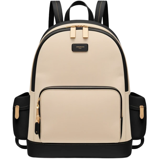 black women's commuter backpack with beige trim, minimal aesthetic, plain emoji