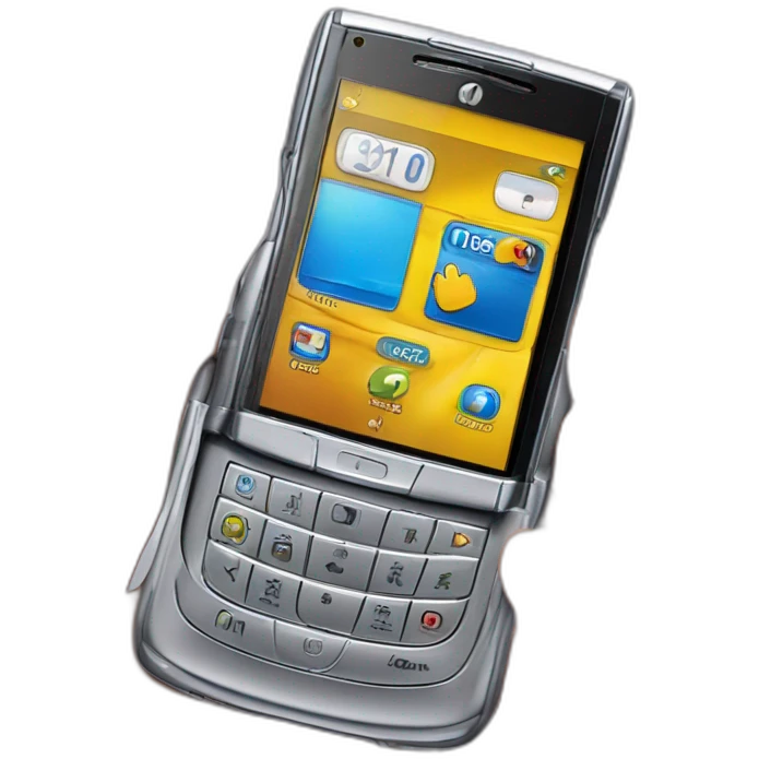 Hand holding open Motorola Razr V3 mobile device with the iconic clamshell design emoji