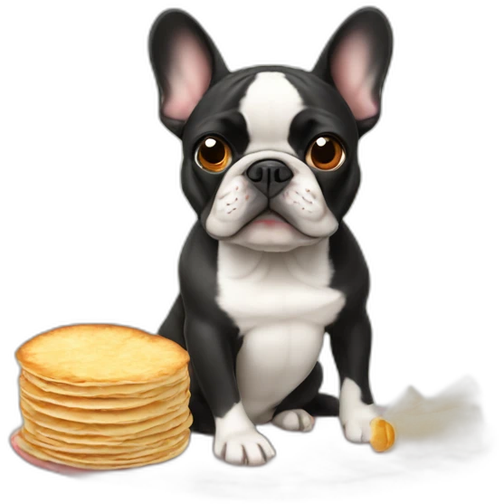 FRENCH BULLDOg with crapes emoji