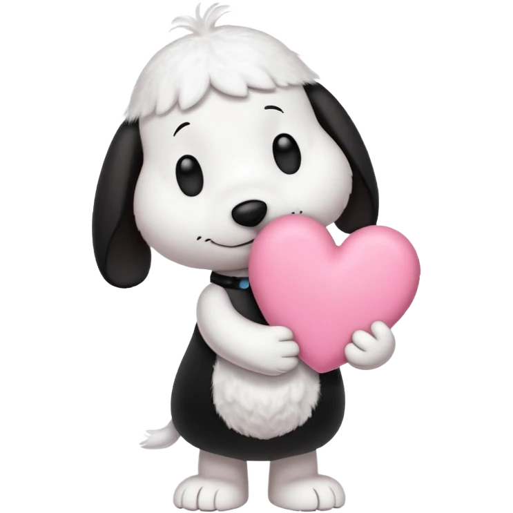 snoopy con un corazón rosita entre los brazos  emoji