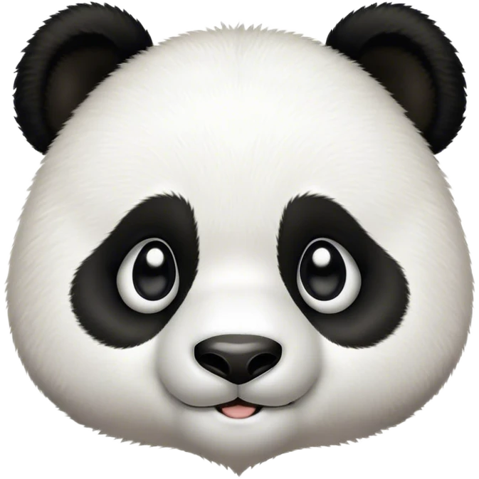 Cinematic Cute Panda Portrait Emoji, Head tilted playfully and inquisitively, featuring a fluffy, contrasting Fur of black and white with a charming expression and round, sparkling eyes filled with curiosity, Simplified yet irresistibly adorable features, highly detailed, glowing with a warm, friendly glow, high shine, affectionate and playful, stylized with a touch of bamboo whimsy, bright and endearing, soft glowing outline, capturing the essence of a mischievous yet loving panda, so playful it feels like it could roll out of the screen and into your arms! emoji