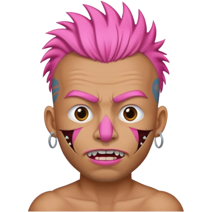 guy with pink mohawk who has his mouth stitched shut emoji