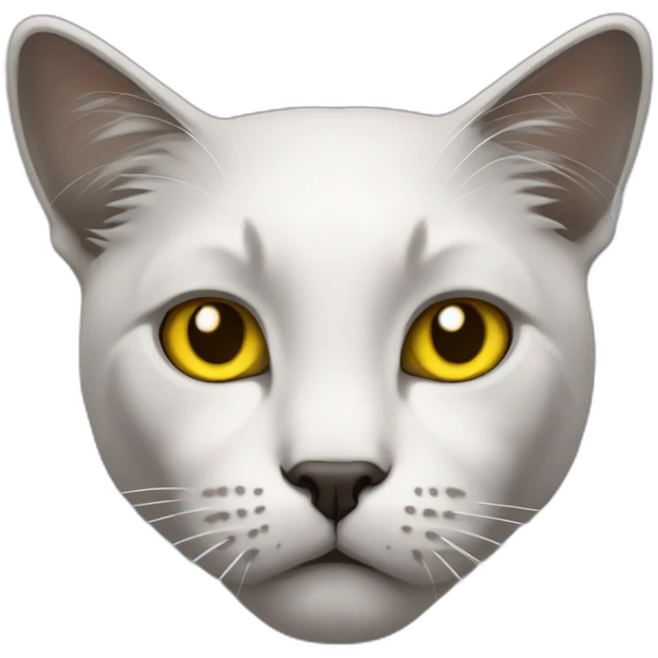 cat with white head and at the top of the head black color, ears are white, yellow brown eyes, dirty looking download emoji emoji