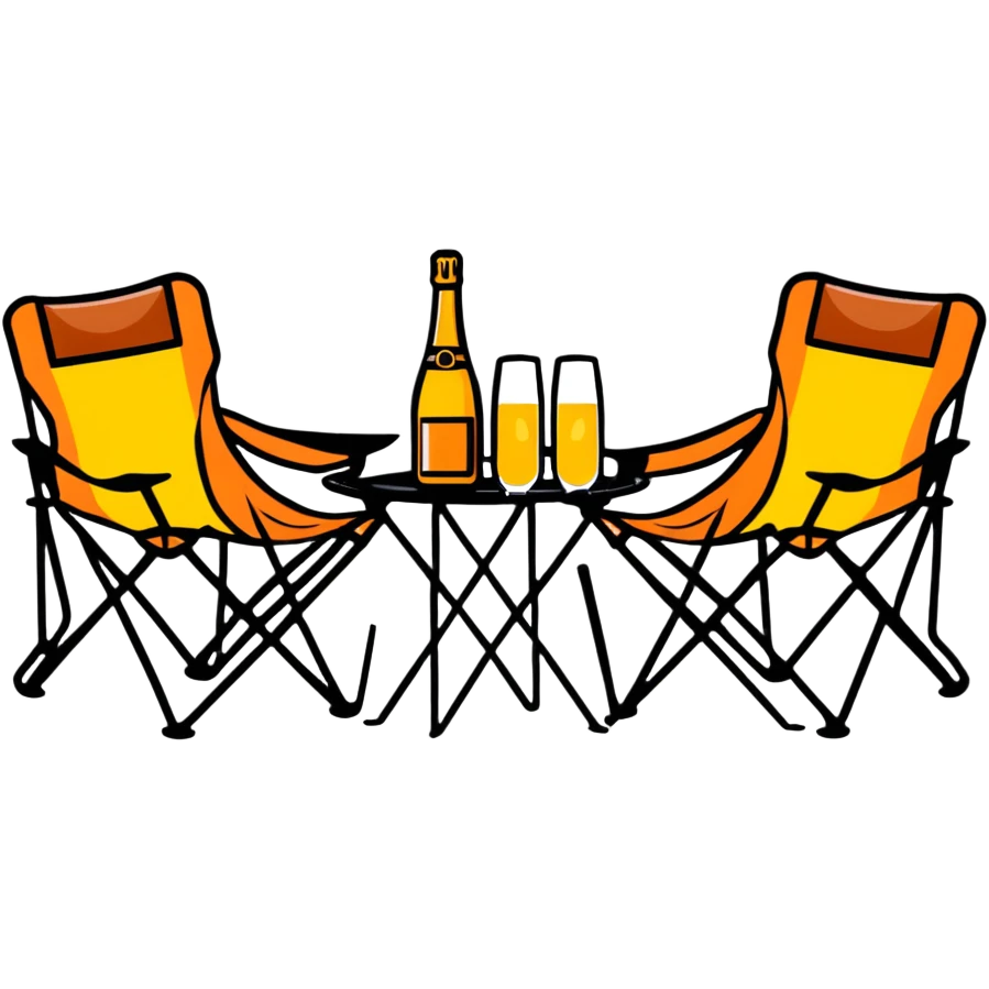 exquisite camping with champagne and fancy camping furniture emoji