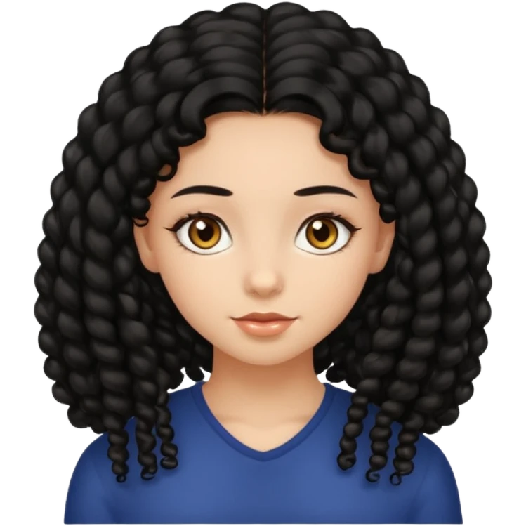 girl, long black coily hair, beautiful hazel eyes emoji