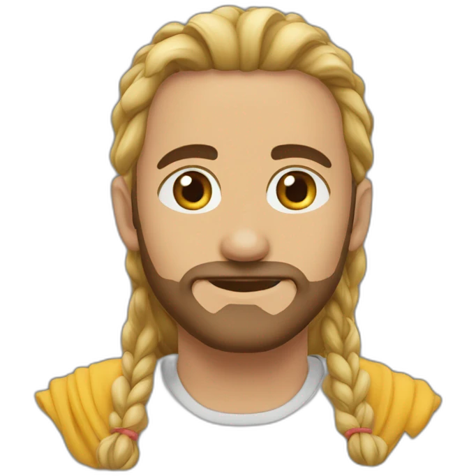 ولد لون بشرته ابيض شعره طويل على تحت وناعم جدا عيونه ع وليس لديه لحيه  emoji