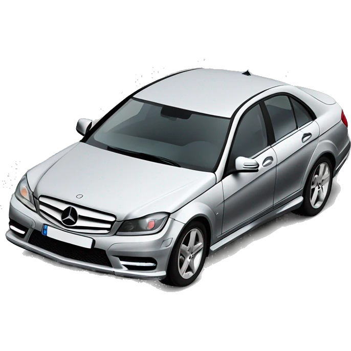 Eine Mercedes Benz C-Klasse w204 ind silbergrau mit einem küken das drin sitzt emoji