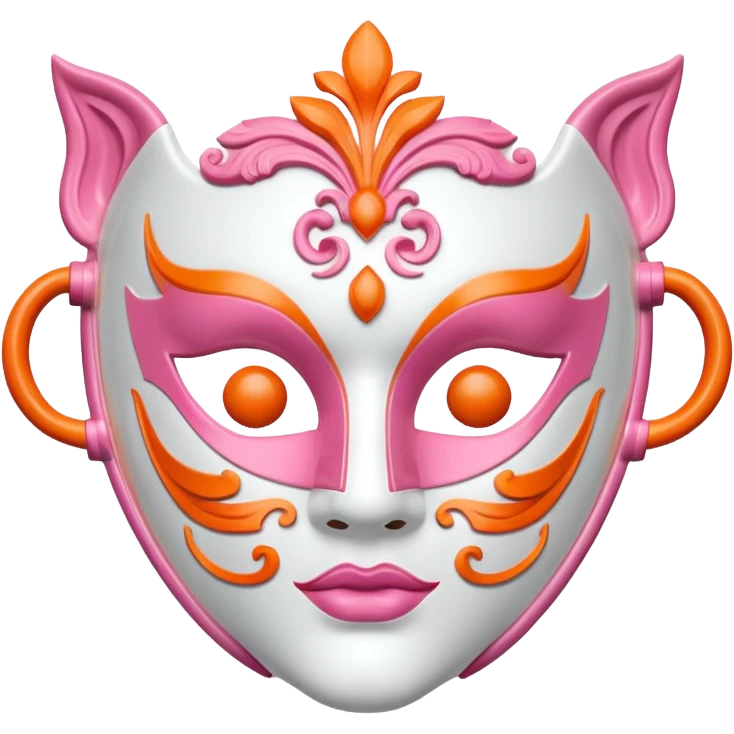 Pinkorangewhite mask emoji