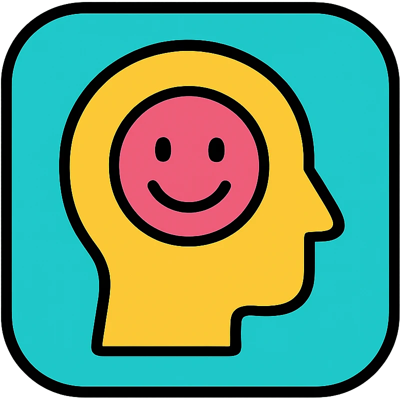 app icon for a PWA that helps users train their mind to find the positive in people and situations, vibrant color scheme emoji