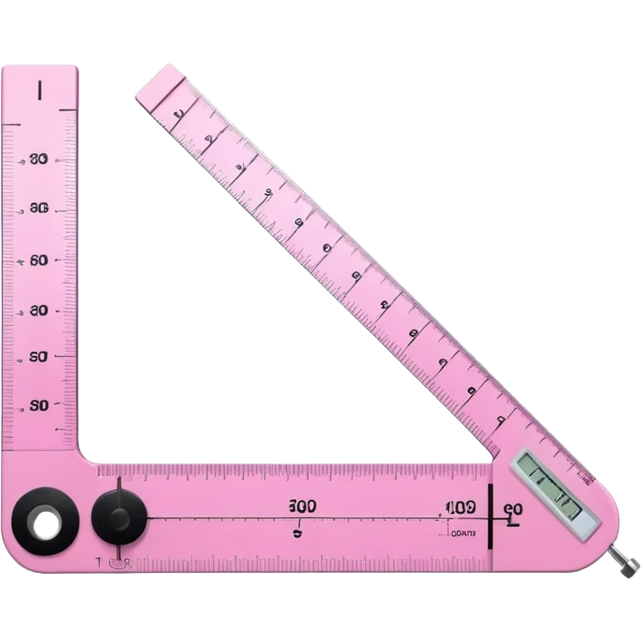 L-shaped 90 degree goniometer pink occupational therapy tool with measurement markings emoji