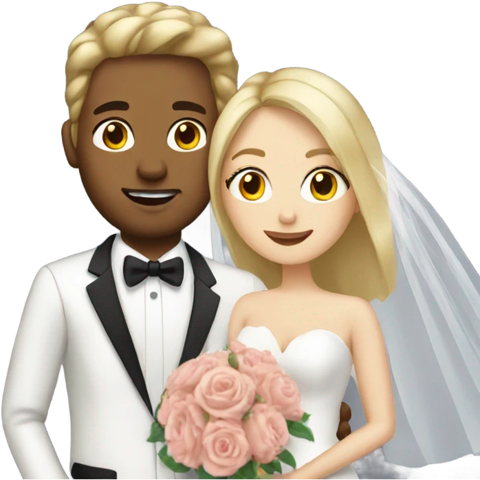 Blonde women and brown haired man getting married   emoji