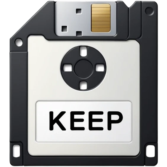 floppy disk with the word "keep" written on it emoji