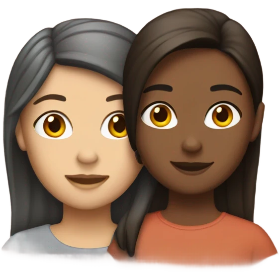 lesbian couple one mixed and one brunette emoji
