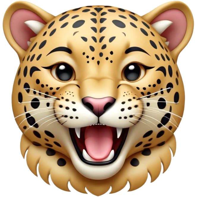 cinematic-realistic-yawning-young jaguar-portrait-emoji,-head-tilted-slightly-with-a-dramatic,-wide-open-yawn,-showcasing-a-lithe,-graceful-build-with-distinctive-rosette-patterns-and-sleepy,-half-closed-eyes,-simplified-yet-irresistibly-adorable, realistic emoji