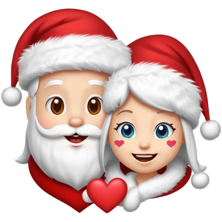 Make an emoji of a Santa Claws couple but with hearts falling on top emoji