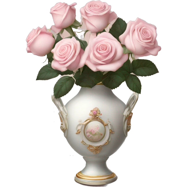 Pale Pink roses in swan roccoco vase emoji