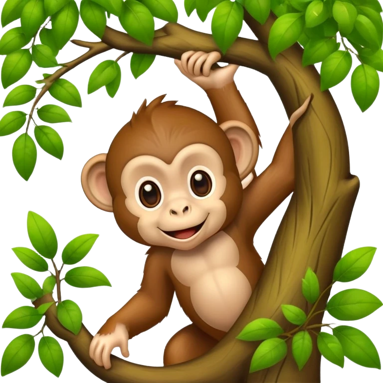 happy monkey on the tree emoji