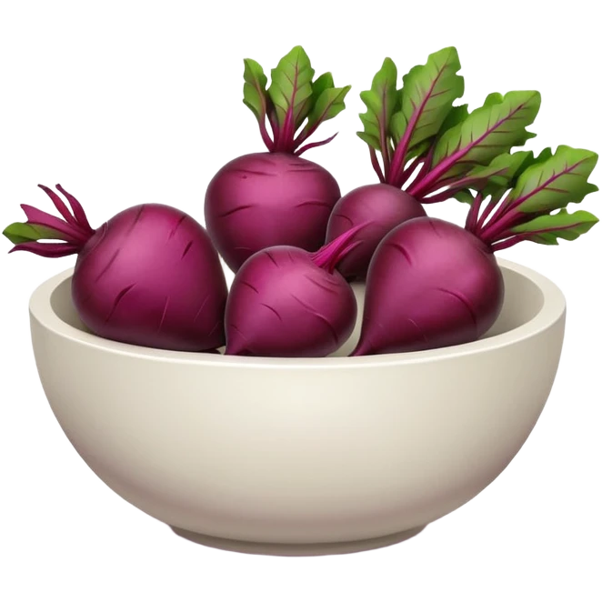 white bowl with several whole purple beets emoji
