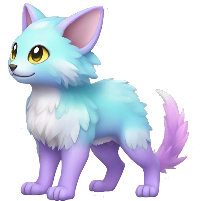 Cute cool pastel shiny colorful animal hybrid Fakemon full body emoji