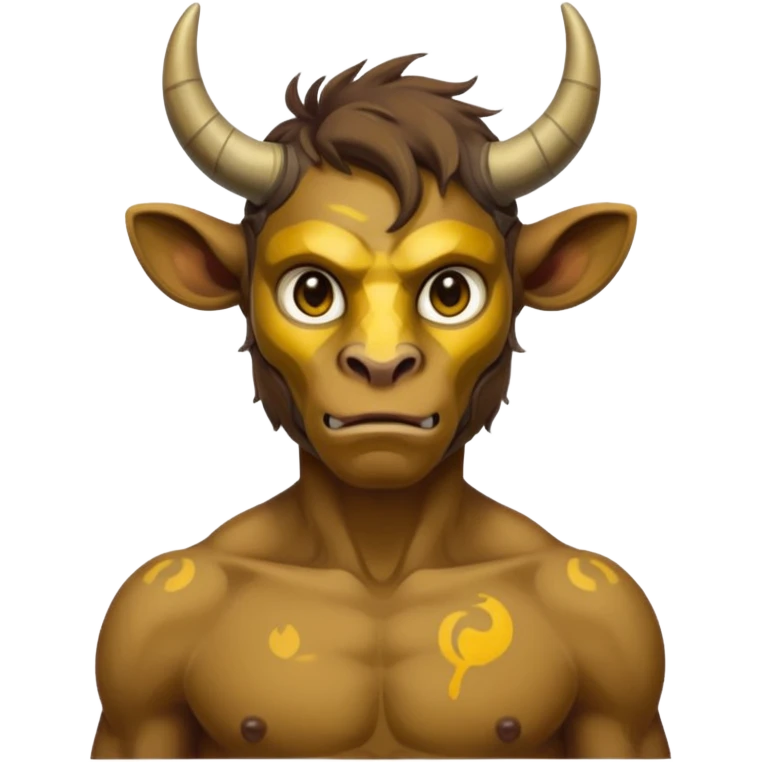 solarpunk style, oil paint - skinny The Minotaur publicly accuses his mother emoji