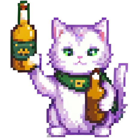 a cute cat holding a beer bottle emoji