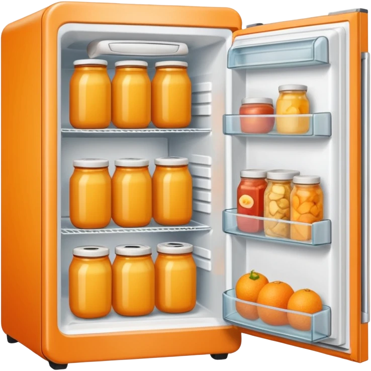 Hi refrigerator ! 
light orange color 
size: 512*512 
inside: full of food emoji