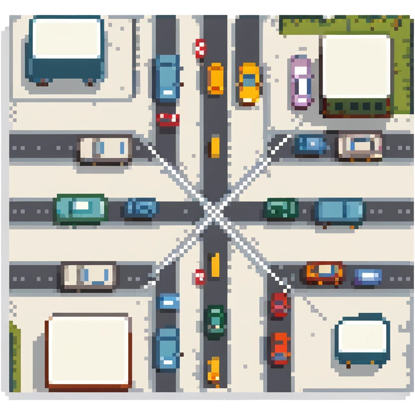 busy intersection with traffic emoji