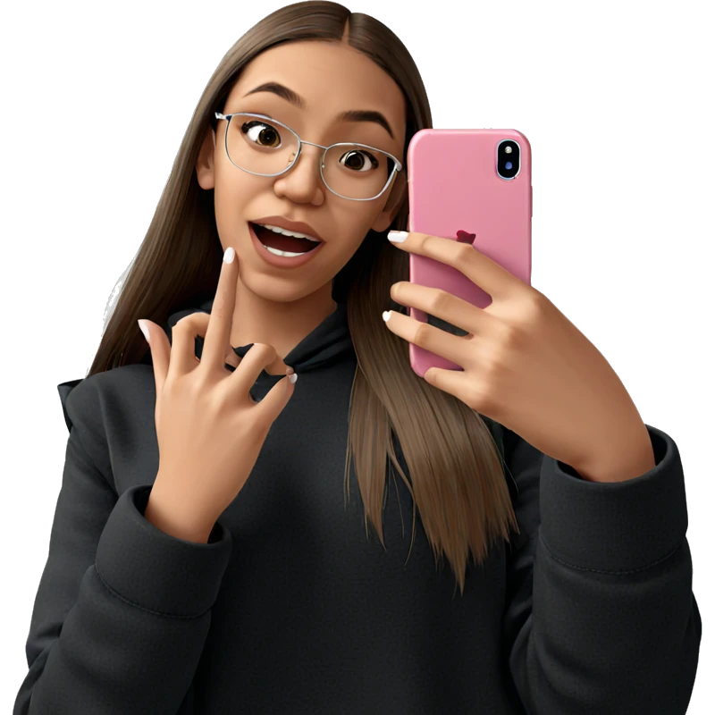 girl taking a selfie with phone emoji