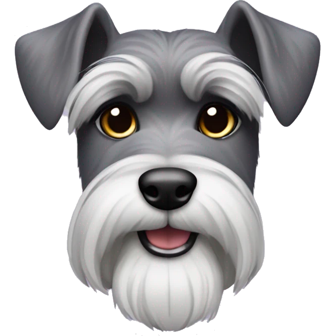 Schnauzer with one ear up one ear down with purple Mohawk  emoji