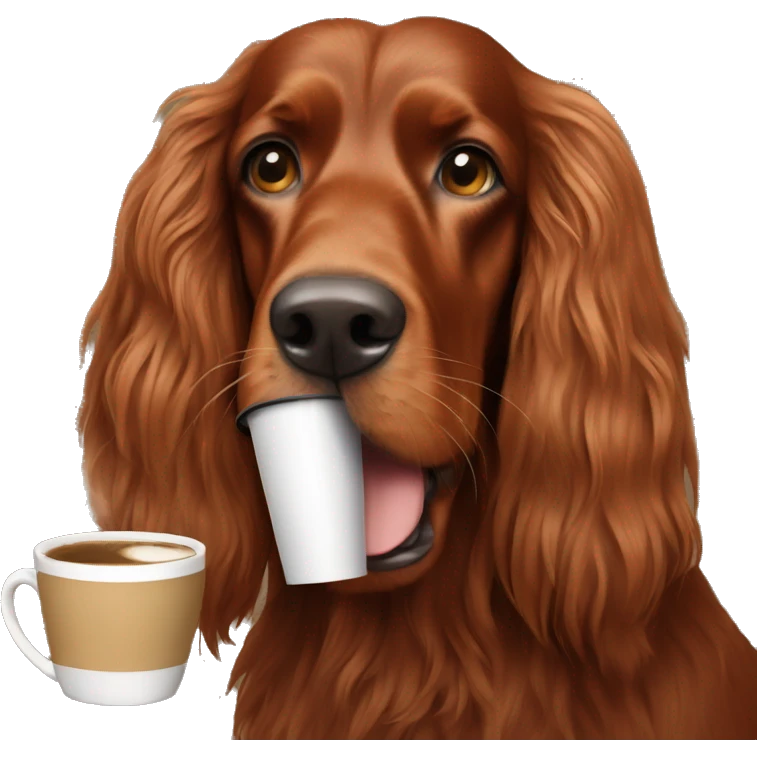 Irish setter with coffee emoji