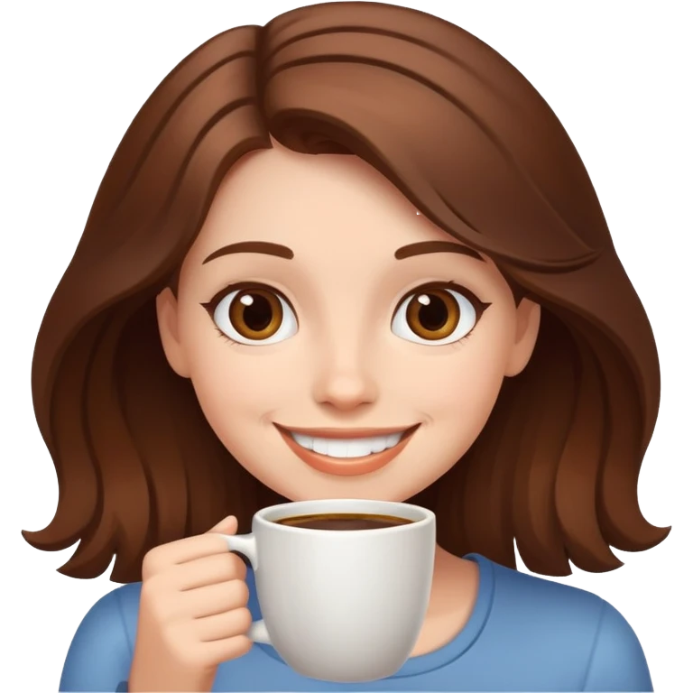 smiling girl with coffee cup emoji