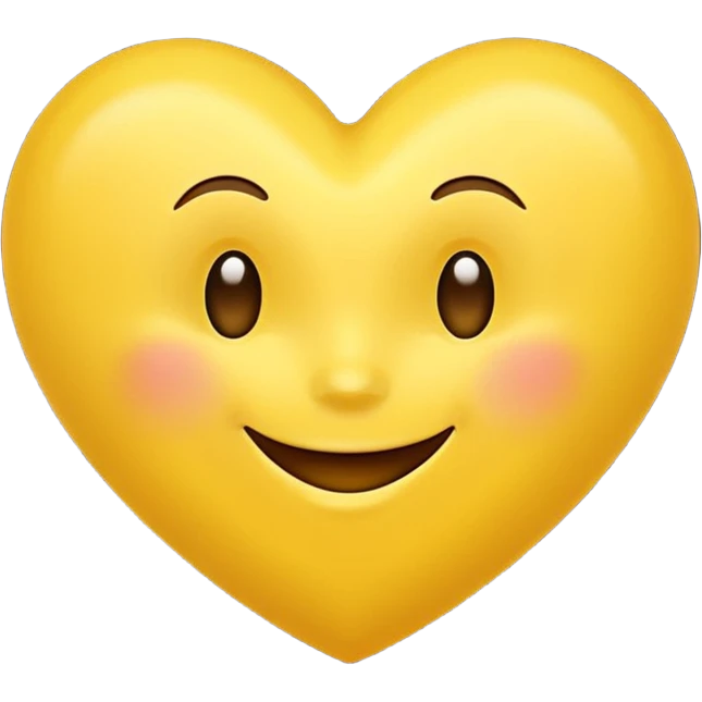 A big yellow heart with a cute smile emoji