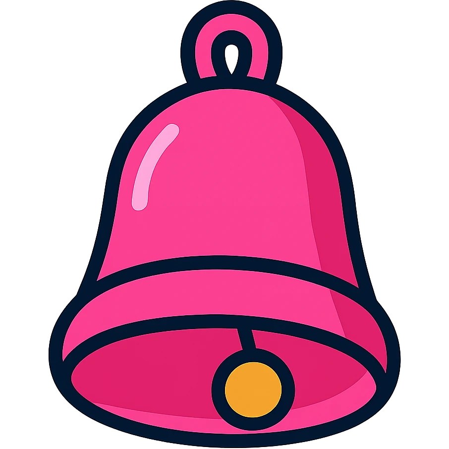 pink bell, cartoon style, vibrant colors emoji