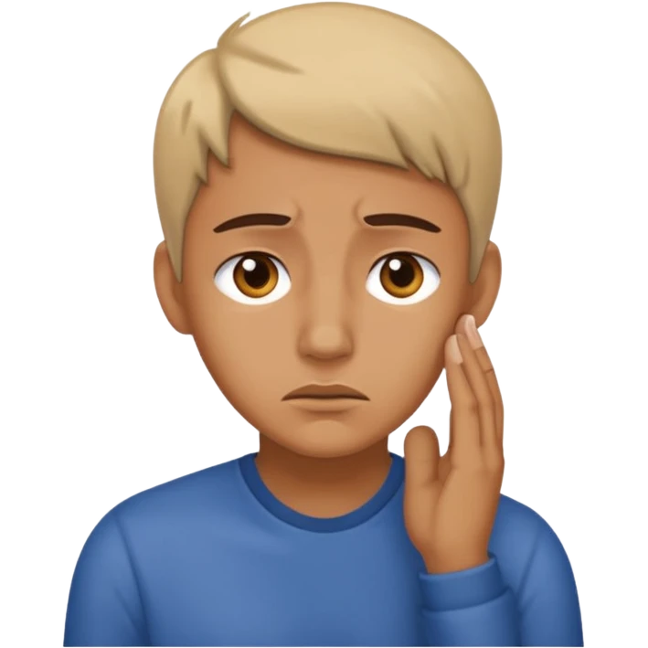 Saying sorry while holding ear emoji