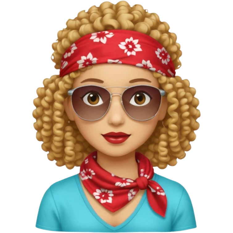 curly hair women killing looks with bandana & sunglass emoji