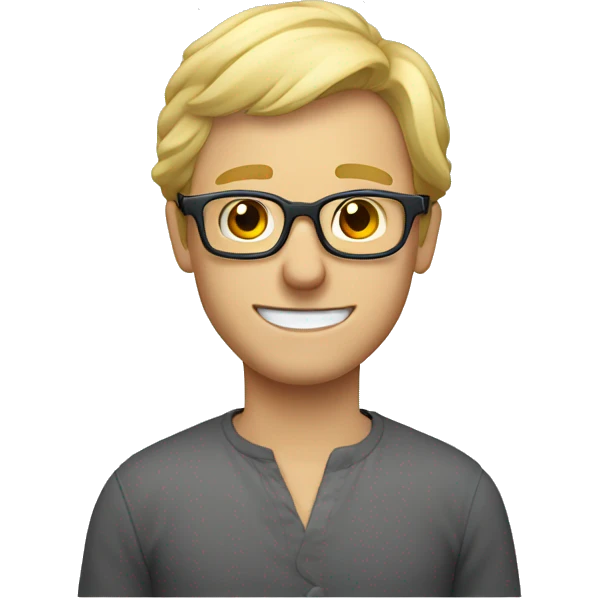 homme blond lunettes grise qui sourit emoji