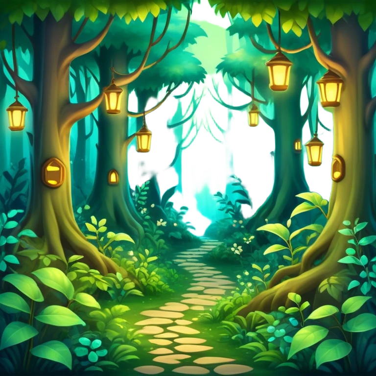 enchanted forest with dense foliage, soft magical glow, fantasy vibe emoji