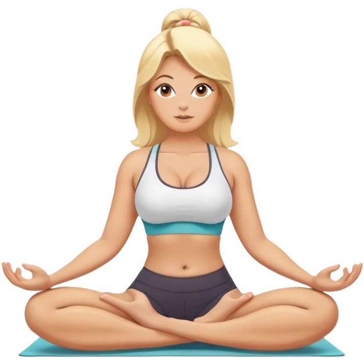 Sexy curvy blonde milf doing yoga in a sport bra. emoji