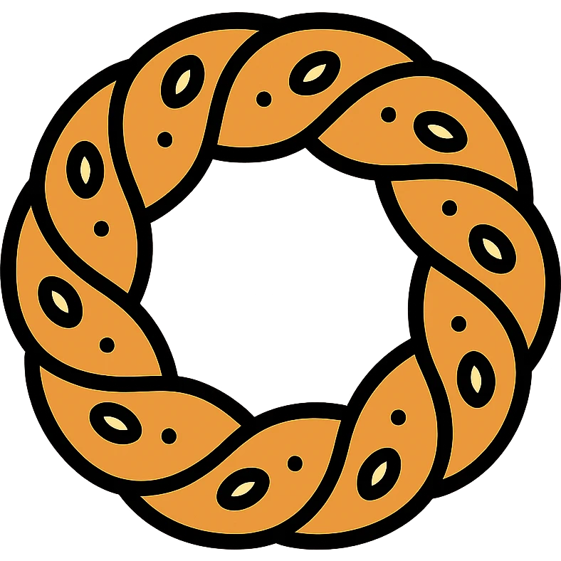 color outline icon simit bread, circular, textured with sesame seeds, clear and friendly look emoji
