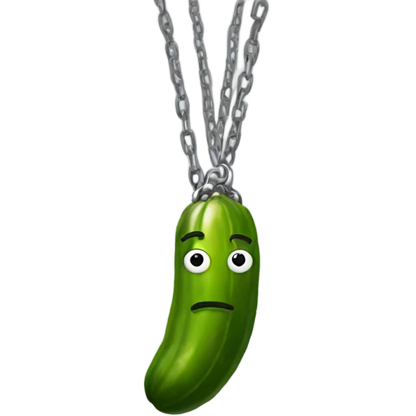 Pickle wearing a chain emoji