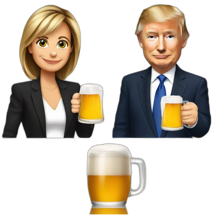 Emanuelle Macron qui boit une bière avec Vladimir Poutine emoji