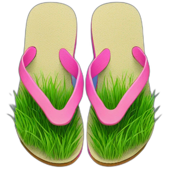 flip flops with grass on the inside top surface of the flip flop emoji