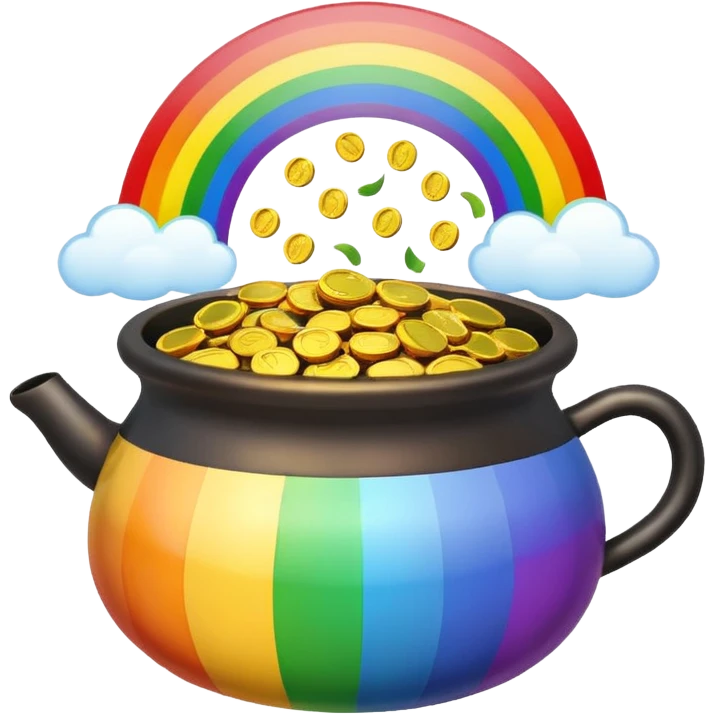 rainbow with a pot of gold cute emoji