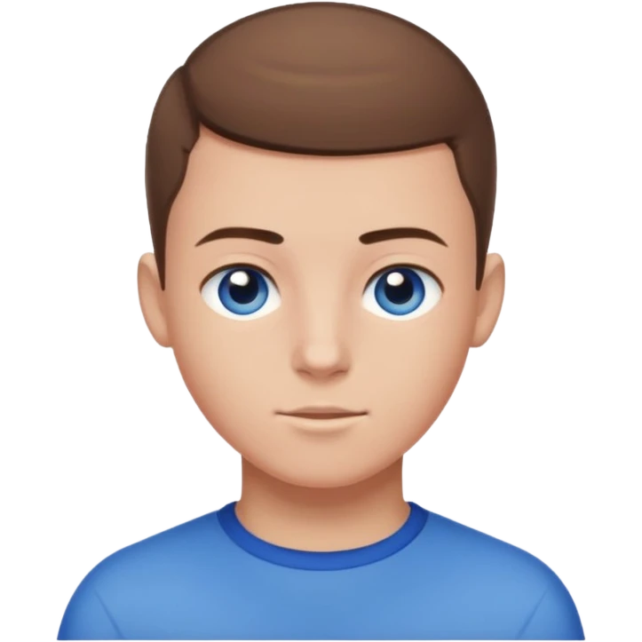 teenage male with buzz cut, brown hair, white, and blue eyes  emoji