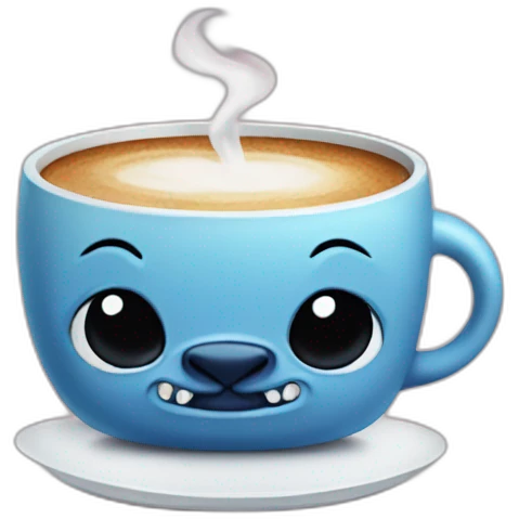 Cute Stich drinking coffee emoji