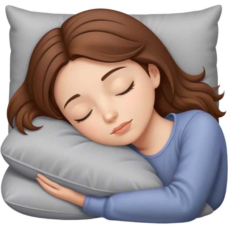 Girl with brown hair sleeping on gray pillow  emoji