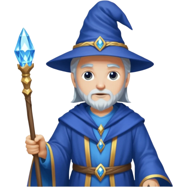 Wizard in blue robe with crystal-topped staff emoji