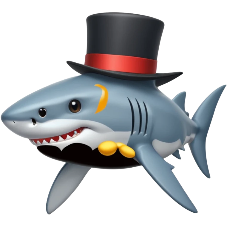 Shark with a top hat emoji